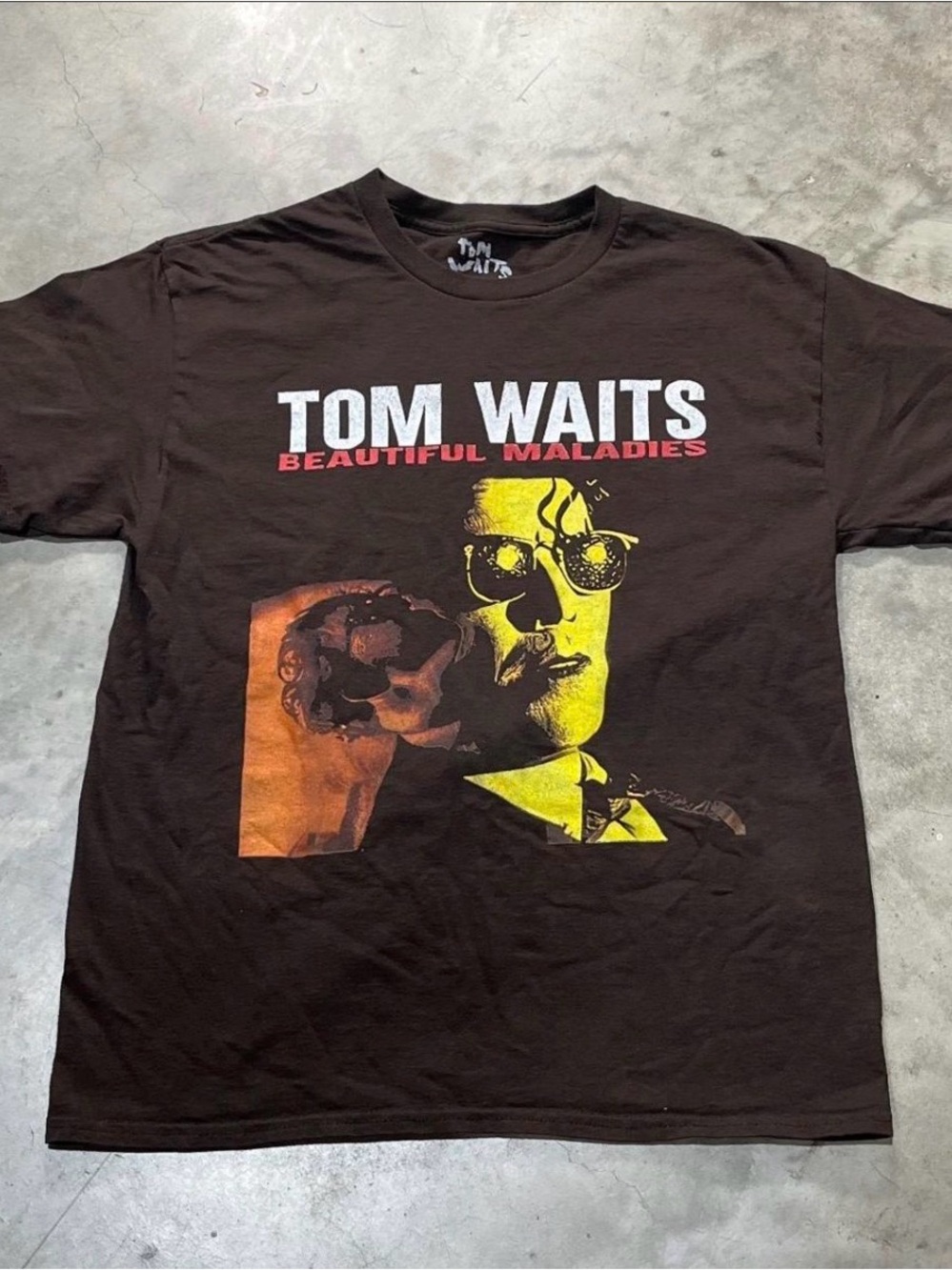 Tom Waits 'Beautiful Maladies' Graphic T‑Shirt - Brown